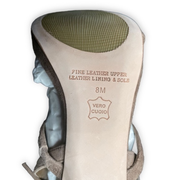 Leon Max Studio Sandals Boho Heels Ankle Fringe Stiletto Suede Genuine Leather 8 - Picture 4 of 9